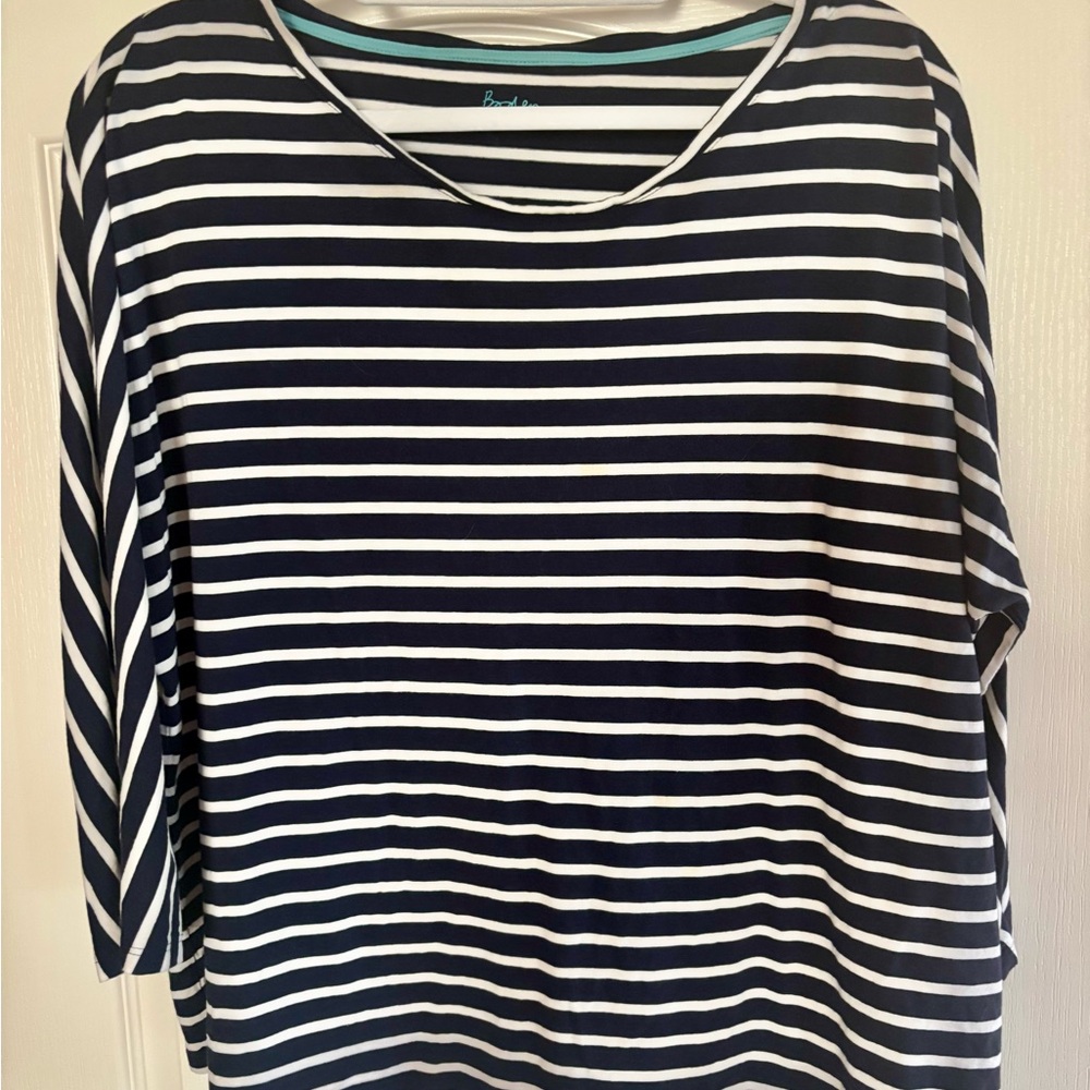 Boden Navy and White Striped Long-Sleeve Tee